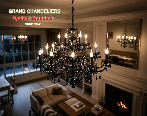 Black Crystal Big Chandelier