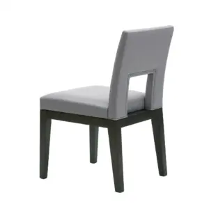 Contemporary black oak solid ash wood dining chair with an architectural T-back design.