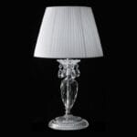 Luxury Egyptian Crystal Table Lamp with white pleated shade for hotel bedside decor.