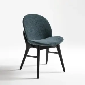 Deep blue fabric dining chair in black oak finish