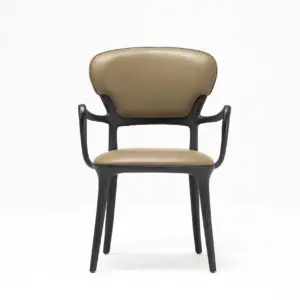 RST Designer Furniture rst-c2023 smoked ash wood armchair with sculpted organic frame.
