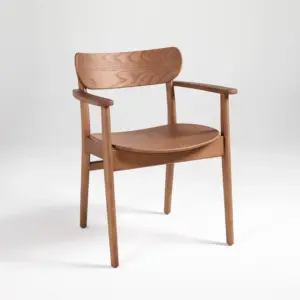 RST Designer Furniture rst-c2028 sculptural ash wood armchair in walnut finish with black seat.