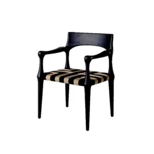 Contemporary solid ash wood armchair with a sculptural frame in a dark oak finish.