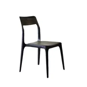 Minimalist black oak solid ash wood dining chair with an architectural T-back design.