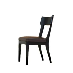 Contemporary black oak solid ash wood dining chair with a minimalist slat-back design.