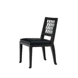 Contemporary black oak solid ash wood dining chair with an architectural T-back design.