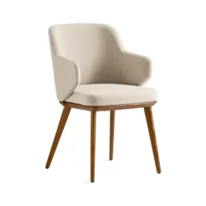 Contemporary black oak solid ash wood dining chair with a minimalist curved backrest.