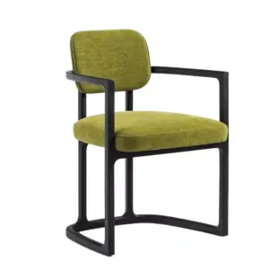 Contemporary black oak solid ash wood armchair with a sculptural organic frame and wrap-around backrest.