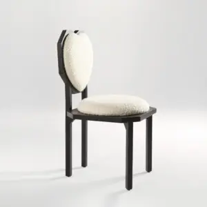 Front-view of a black rubberwood dining chair with a high architectural spindle backrest and spherical finials.