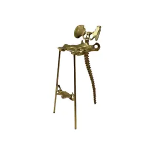 RST Luxury gold sculptural bar stool with organic molten metal frame and spine-like rear support.