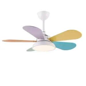 White Modern Kids Ceiling Fan with Colorful Blades