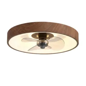 Low Profile Wood Grain Ceiling Fan with Light