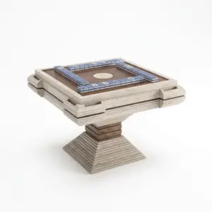 RST Luxury automatic mahjong table with architectural stone base and wood top.