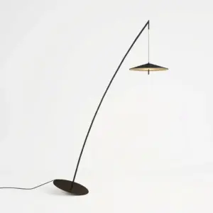 Luxury oversized architectural fishing floor lamp in matte black iron, customizable for grand hotel lobbies and B2B projects.