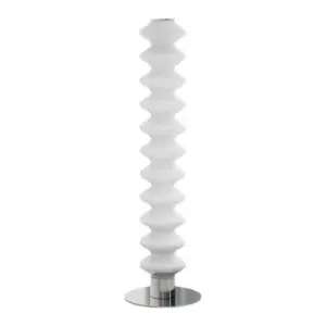 Luxury modern minimalist floor lamp with stacked white glass discs and electroplated iron base for hotel decor.