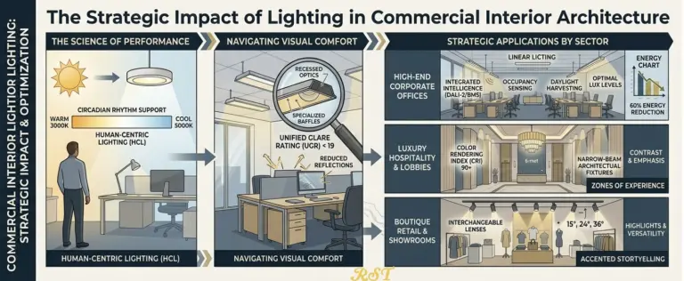 The Strategic Impact of Lighting in Commercial Interior Architecture: Optimizing Performance and Aesthetics