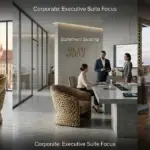 A panoramic 16:6.4 hero image featuring the RST Serpentine Leopard Statement Armchair in three professional environments: a luxury boutique hotel lounge, a creative executive office with the RST logo, and a high-end residential penthouse.
