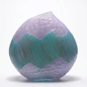 Handcrafted Amethyst Liuli glass vase with purple and teal textured finish.