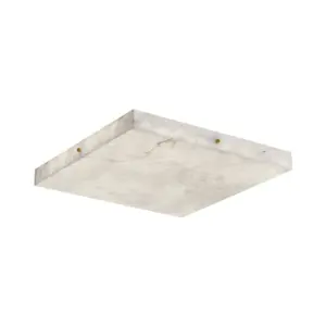 Square luxury alabaster ceiling light with genuine brass frame for hotel guestroom lighting.