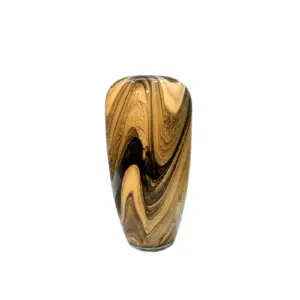 Handcrafted black brown Liuli glass vase with a sleek cylindrical silhouette and polished smoky finish.