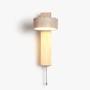 Customizable luxury wall sconce with rectangular alabaster stone shade and black walnut wood support.