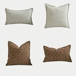 Artisan Linen-Blend Textured Throw Pillow collection in neutral tones featuring 3D geometric relief and lumbar formats.