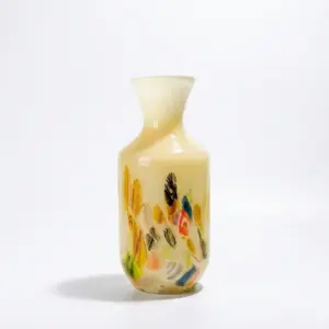 Handcrafted golden citrine Liuli glass vase with an elegant silhouette for luxury hotel decor.