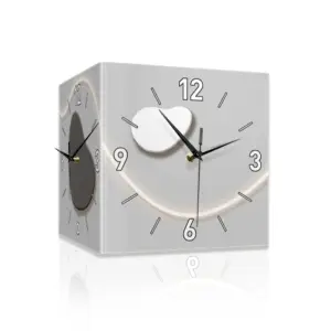 Nordic Smart Corner Wall Clock with dual-sided analog faces and LED wave light on a gray corner wall.