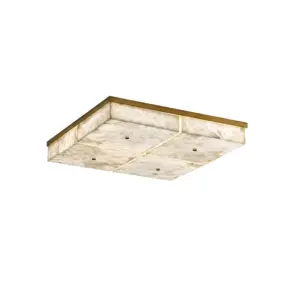 Luxury modular square alabaster ceiling light with stainless steel grid frame for hotel lobbies.