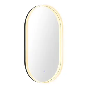 Luxurious Backlit LED Wall Mirror with acrylic frame and anti-fog technology for a modern hotel bathroom.